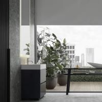 NOORTH milldue edition Zenit База п/рак c рак. MAN с 1отв., 63.4х47.3хh88.5см, 2 ящика, мат. лак, руч.M91, Цвет:База, ручка Grafite-33, цоколь черный