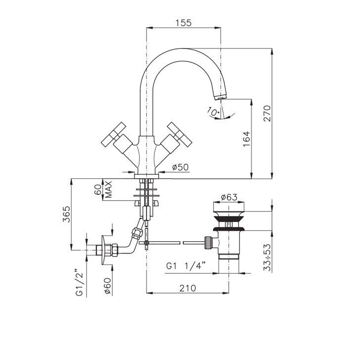 Nicolazzi Mac Kinley 05 Смеситель для раковины на 1 отверстие, излив: 155, цвет: хром Nicolazzi Mac Kinley 05 Смеситель для раковины на 1 отверстие, излив: 155, цвет: хром