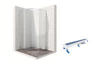 Душевой уголок Ambassador Kingston 14011104-ST9, полукруглый, линейный трап, 90х90