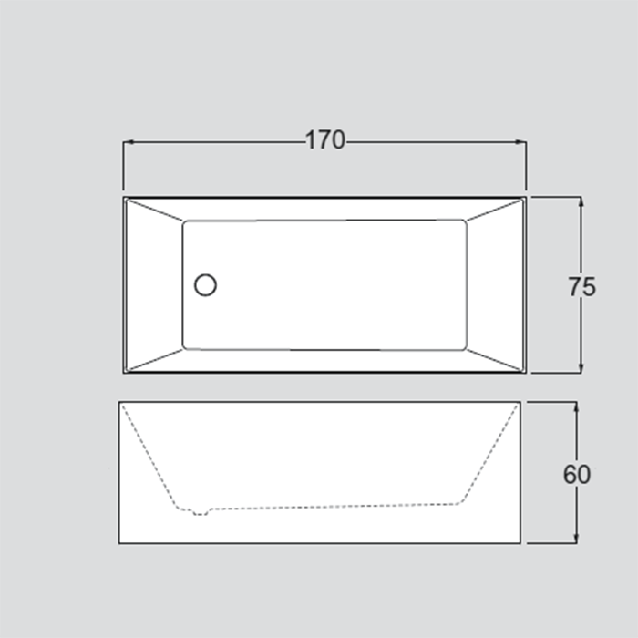 Gruppo Treesse Ilia Ванна 170x75xh60 см. прямоугольная отдельностоящая акриловая, со щелевым переливом, цвет белый