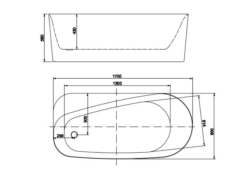 Ванна акриловая,отдельностоящая, AQUATEK AQ-1115780 ПРИМА 1700 * 800 * 580. В Комплекте со сливом и ножками.Цвет: белый глянцевый.