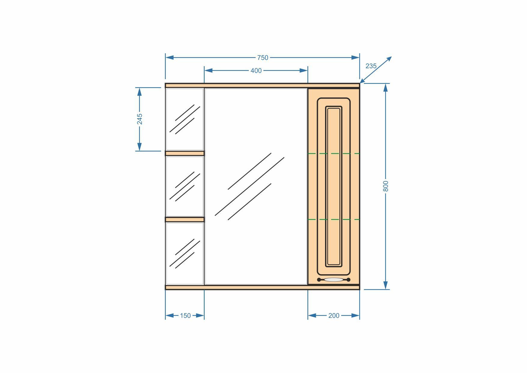 Зеркало-шкаф "Кармела 75/С", карпатская ель
