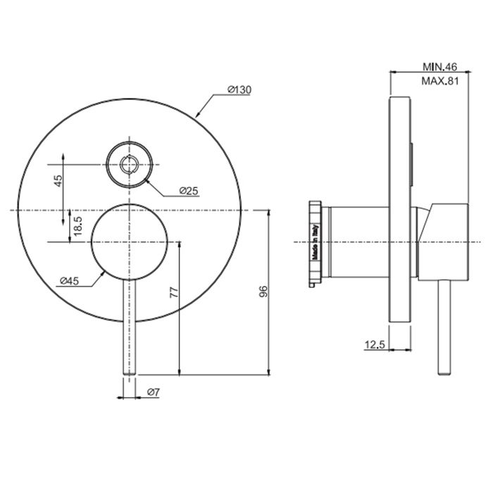 Fima Carlo Frattini Spillo Up Смеситель для душа, встраиваемый, с переключателем на 2 источника, цвет: хром, артикул F3039E2CR