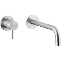 HUBER Lynox Смеситель для раковины на 2 отверстия из стены, излив 300мм, нержавеющая сталь