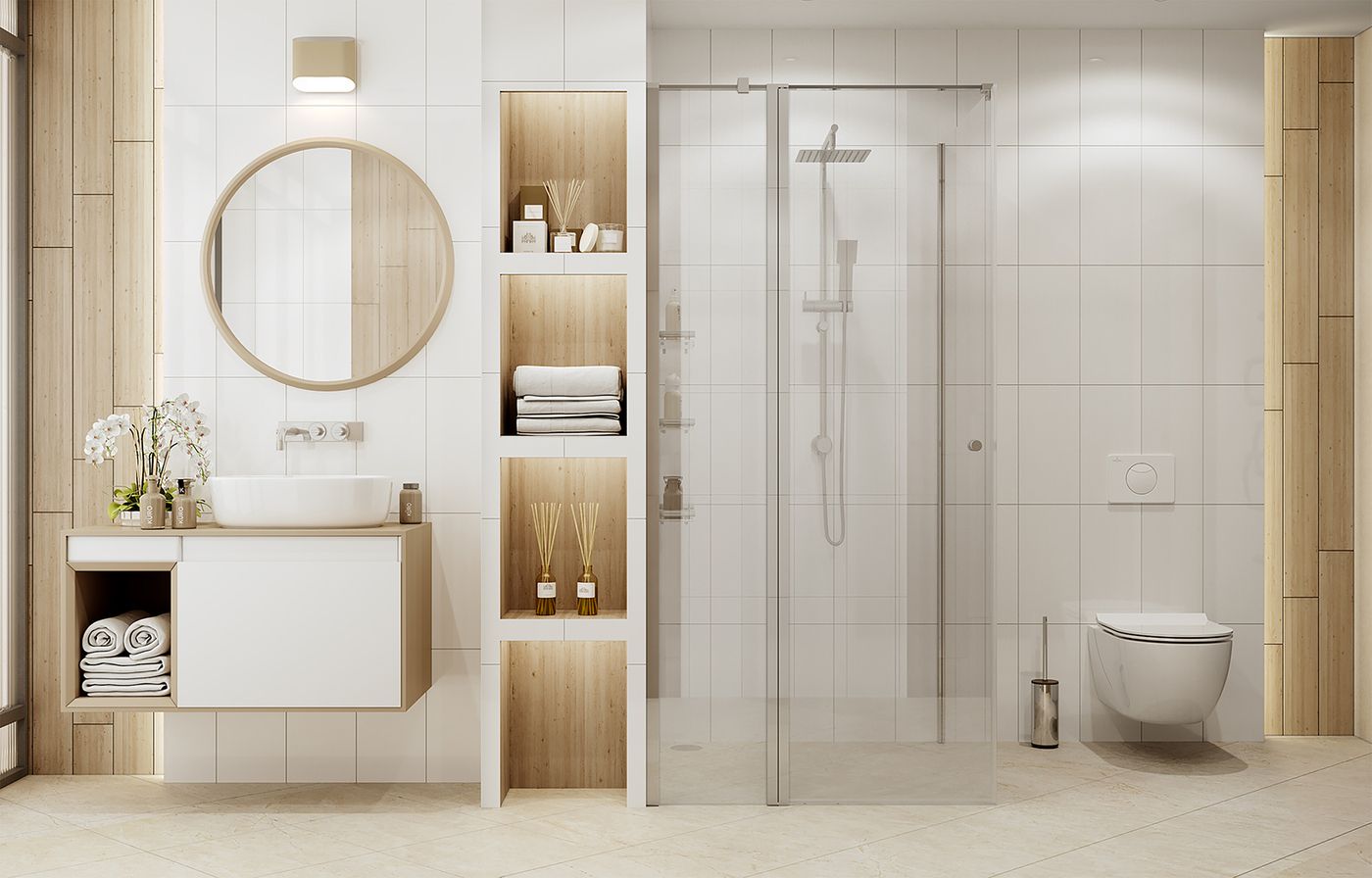 Душевой уголок Ambassador Nord 13011105-ST3, квадратный, линейный трап, 90х90