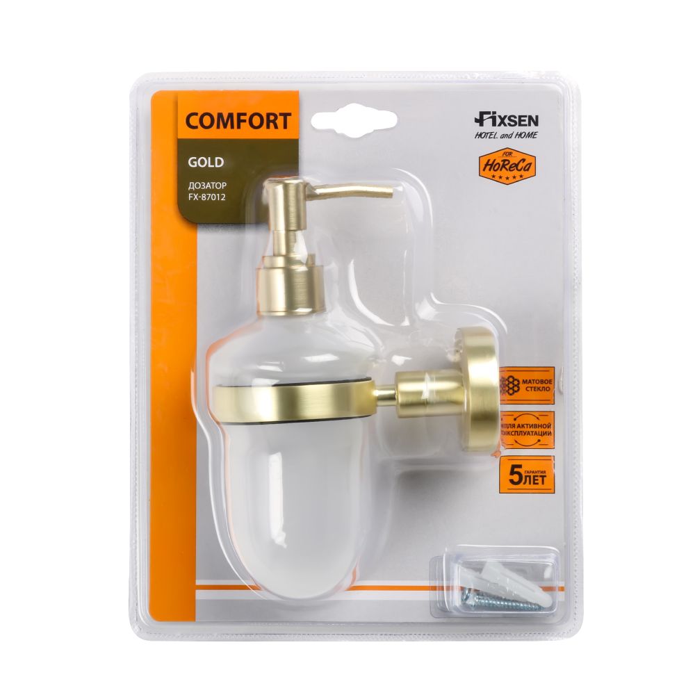 Дозатор жидкого мыла FIXSEN COMFORT    GOLD FX-87012, матовое золото