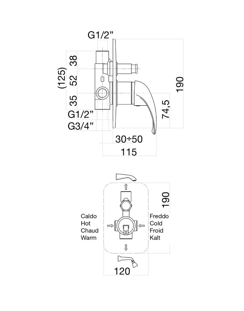 Смеситель для душа Fiore NEXUS 43CR1931, хром, артикул 43CR1931