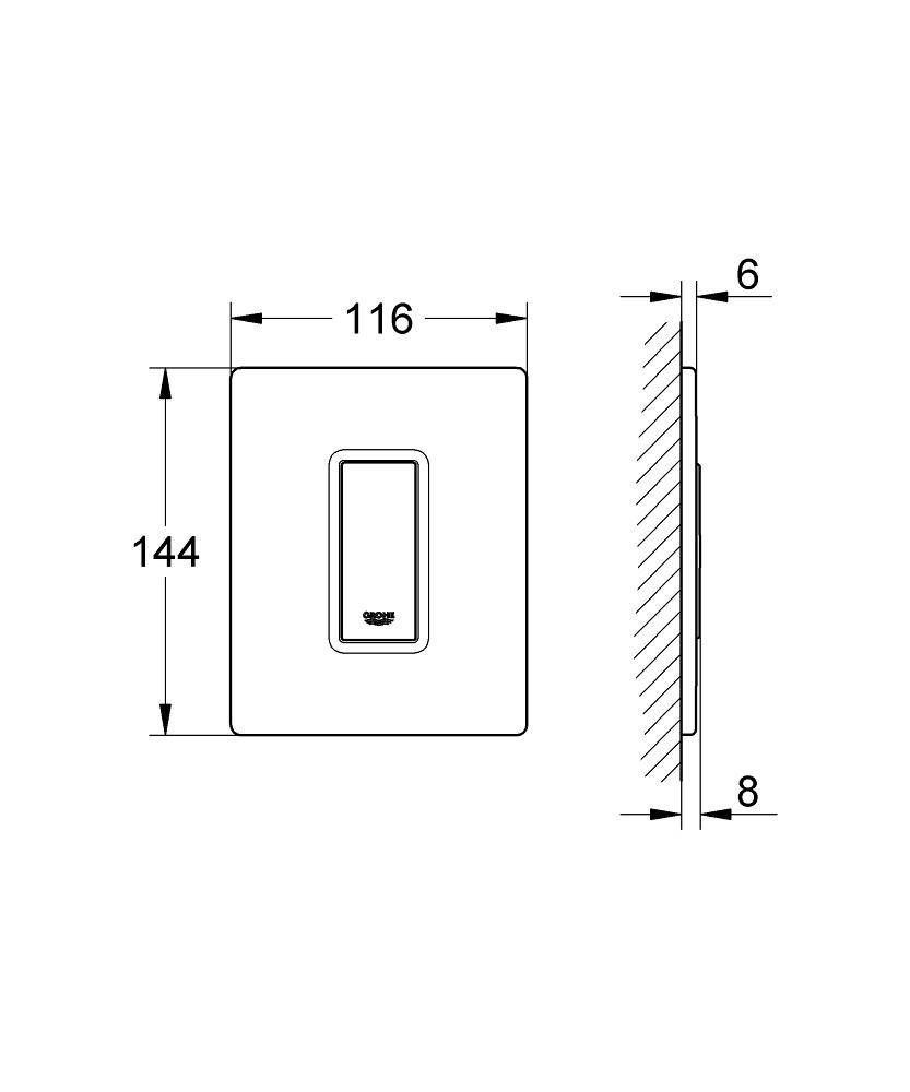 Панель смыва для писсуара GROHE Skate Cosmopolitan Glass (1 режим смыва), белая луна (38846LS0)