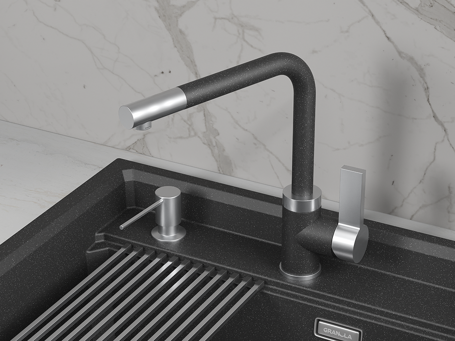 Смеситель для кухни GRANULA (5504, ЧЕРНЫЙ), артикул 5504, ЧЕРНЫЙ