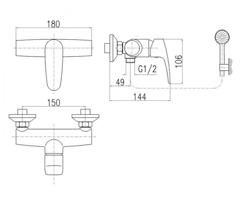 Смеситель для душа Rav Slezak Amur AM781.5/2