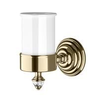 Devon  Diamond Стакан керамический белый   для зубных щеток, держатель цвет светлое золото