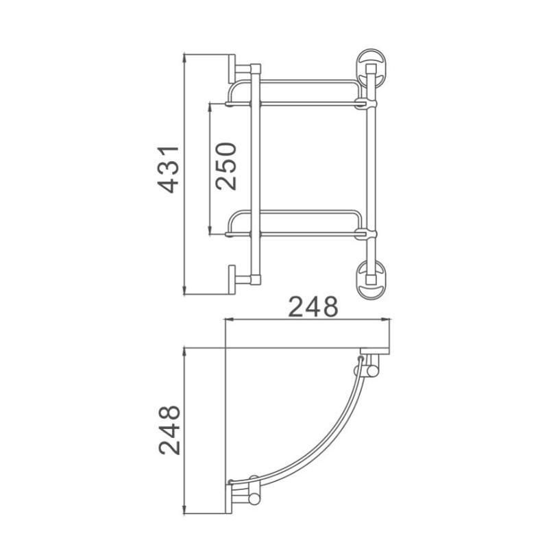 Полка стеклянная угловая D-Lin D262100, хром