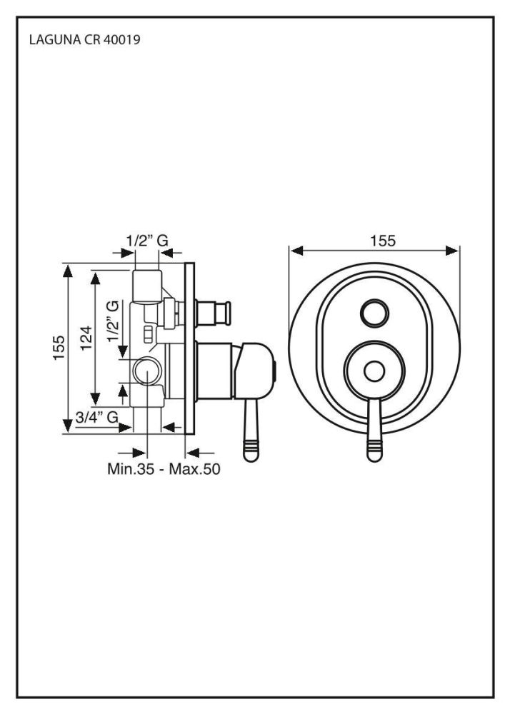 Emmevi Laguna, встраиваемый в стену однорычажный смеситель для душа на 2 выхода, с кнопочным дивертером, цвет бронза, артикул 40019/BR