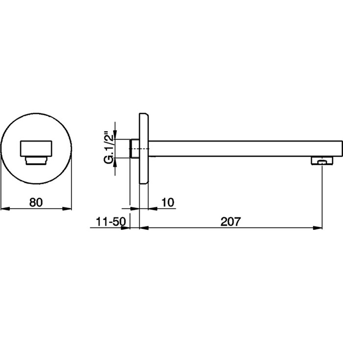 CISAL Roadster Излив настенный 207 мм для ванны, цвет хром