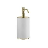 GESSI VENTI20 Дозатор для жидкого мыла настольный, цвет белый, фурнитура Brushed Brass PVD