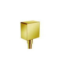 Шланговое подсоединение, Hansgrohe, FixFit Square, стандарт подвода воды-1/2", цвет-полированное золото, с клапаном обратного тока Шланговое подсоединение, Hansgrohe, FixFit Square, стандарт подвода воды-1/2", цвет-полированное золото, с клапаном обратного тока