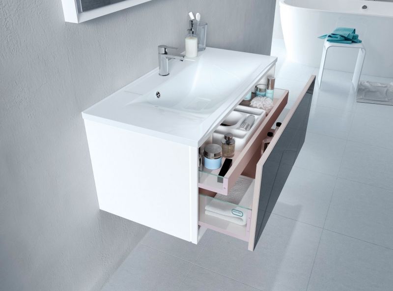 Тумба под раковину Marka One Seattle 90П У72804 подвесная Mosaic Classic Black