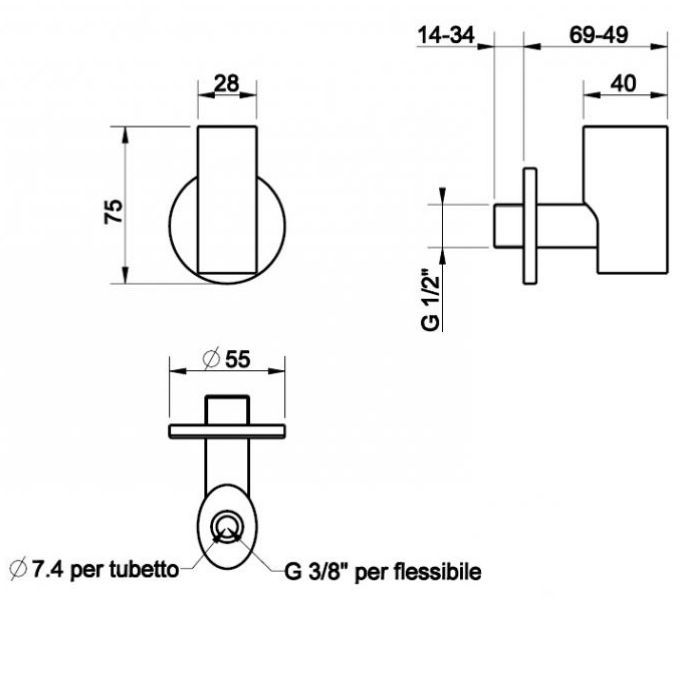 Gessi  Запорный кран-фильтр под раковину с подводом воды на 1/2”, цвет: хром