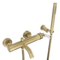 ERMITAGE MINI Смеситель для ванны моноком. внешний, с ручным душем, белый/бронза