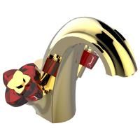 THG PETALE DE CRISTAL ROUGE Смеситель для раковины на 1 отверстие, с донным клапаном, цвет полированное золото