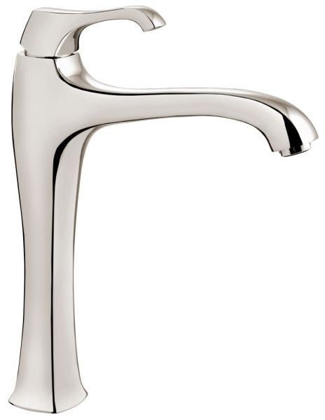 Emmevi Ares, высокий однорычажный смеситель для раковины (излив 21,6 см), с донным клапаном click-clack, цвет брашированный никель