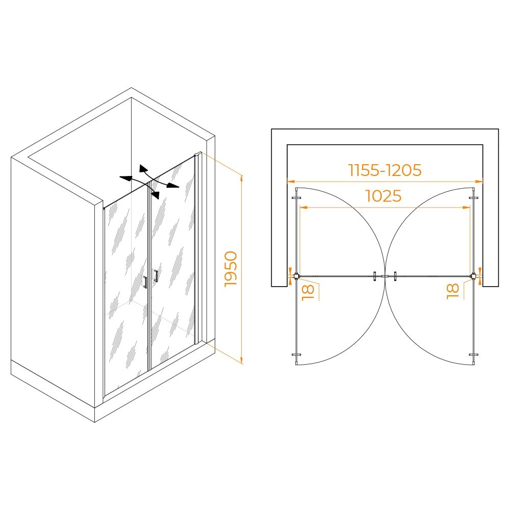 Душевая дверь RGW PA-104 (1200)