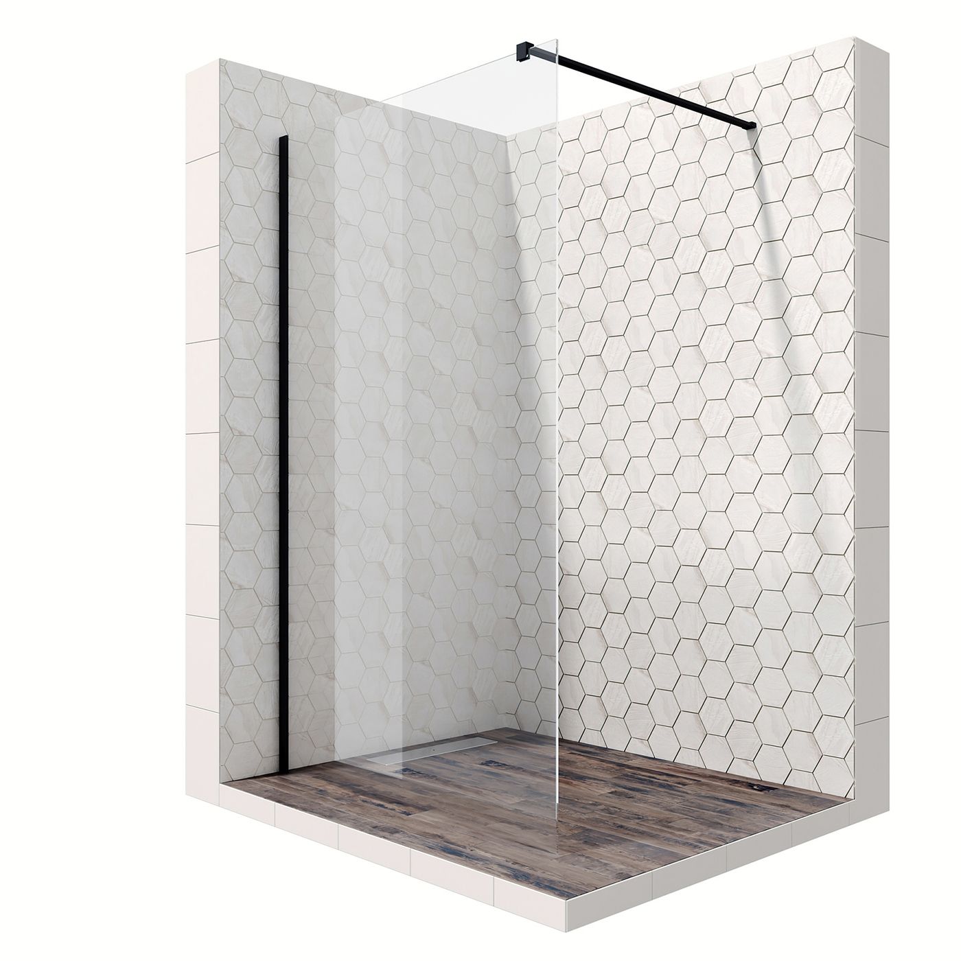 Душевая перегородка Ambassador Walk-in 15031109-ST14, свободный вход, линейный трап, 90см