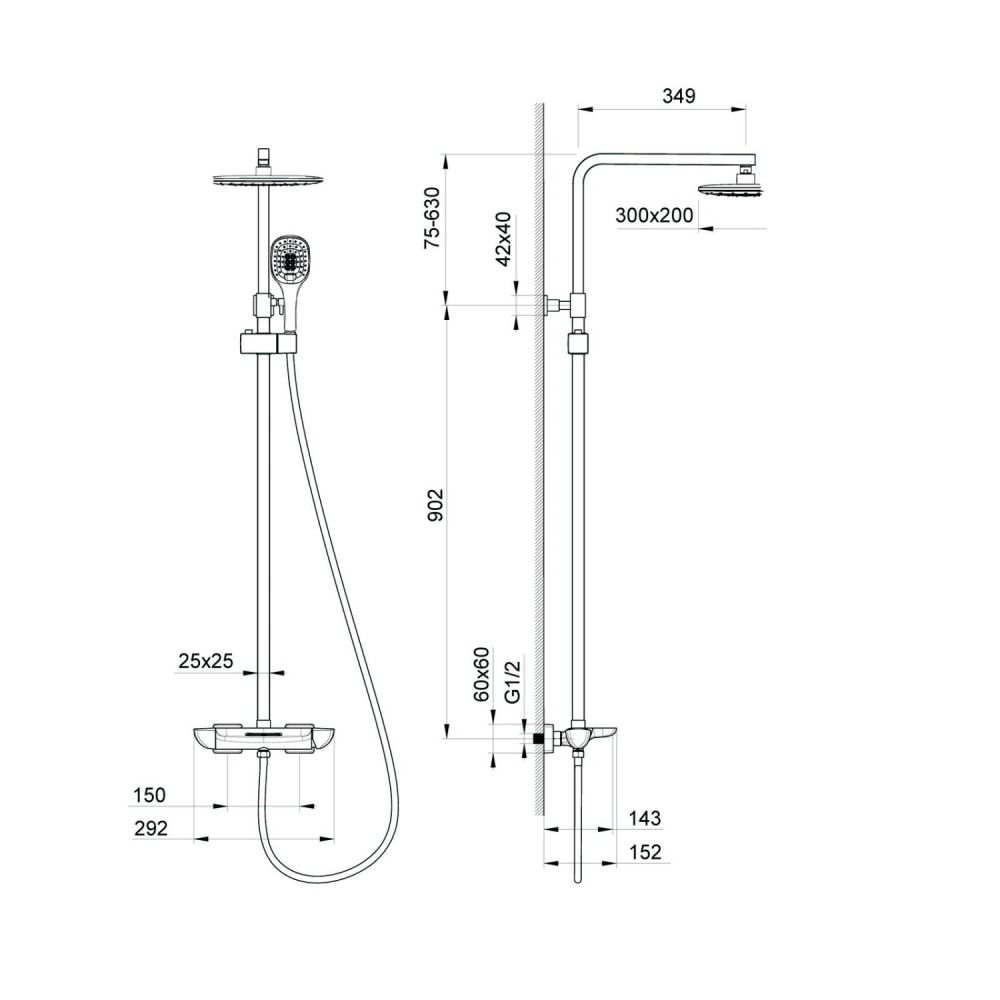 Душевая система Timo Helmi SX-1170/03 черный, артикул SX-1170/03