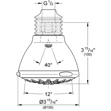 Верхний душ GROHE Relexa Five 100, хром (27068000)