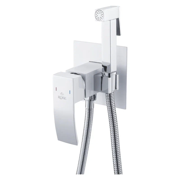 Гигиенический душ со смесителем Rose R1505F, белый/хром