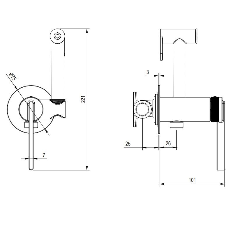 Гигиенический душ DQ Bonn встраиваемый (DA1704507), артикул DA1704507