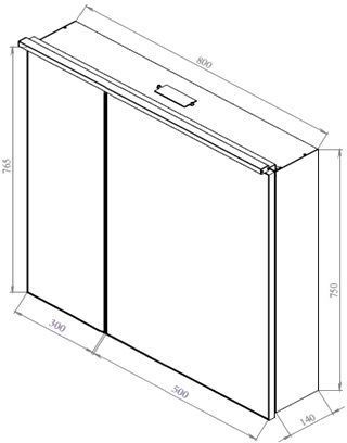 Зеркало-шкаф De Aqua 80 серебро