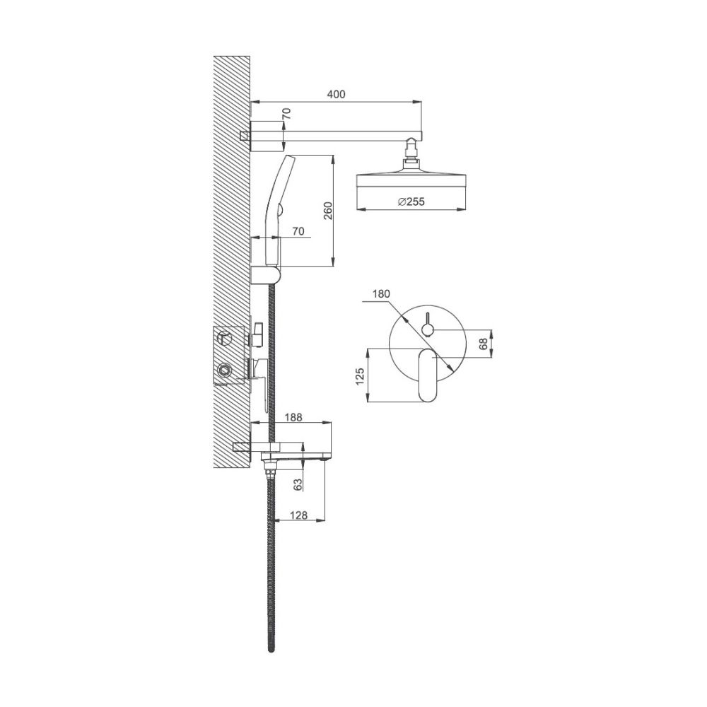 Душевая система встраиваемая BELZ B80713-7, черный