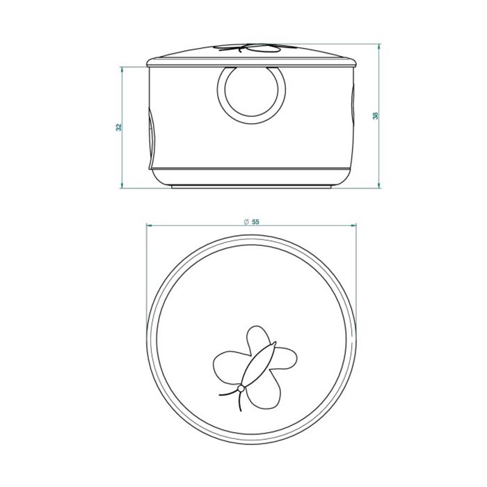 THG CAPUCINE MAUVE DECOR OR Коробка для таблеток керамическая, круглая ø55 мм., настольная, декор золото/лиловый, цвет белый