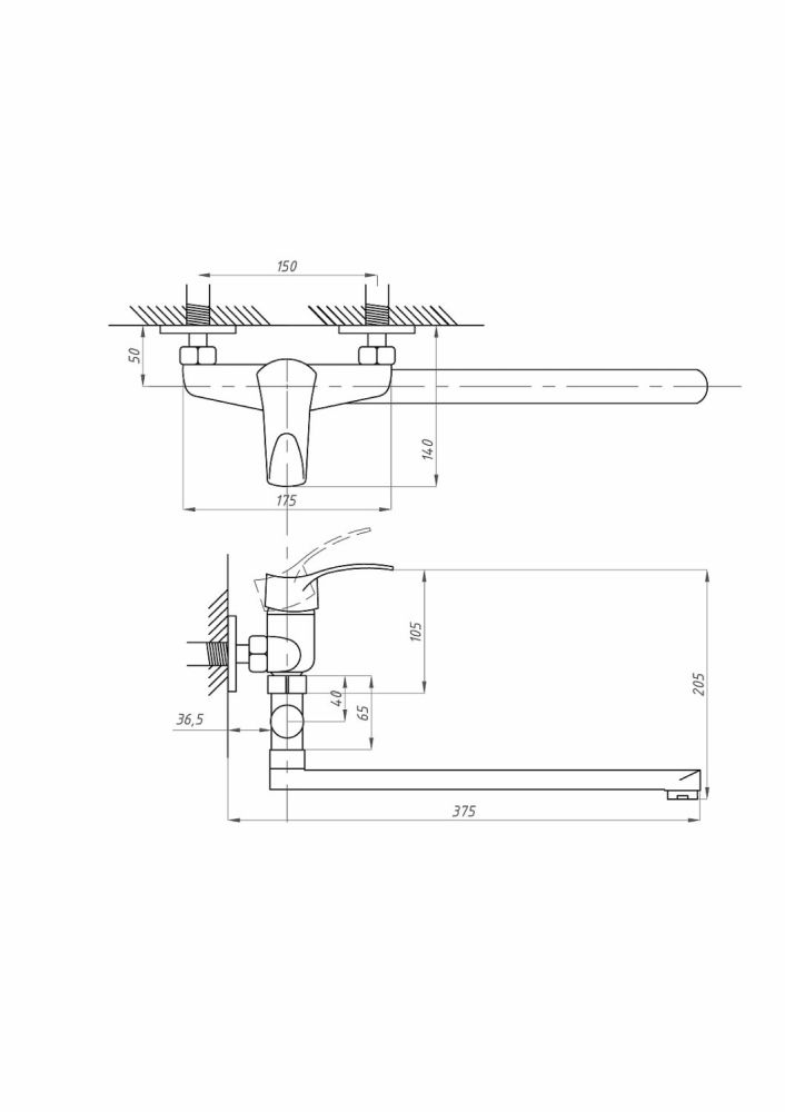 Смеситель для ванны с душем ПСМ-ПРОФСАН PSM-521-К023 ПЛЮС тип См-ВУОРНШлА, артикул PSM-521-023