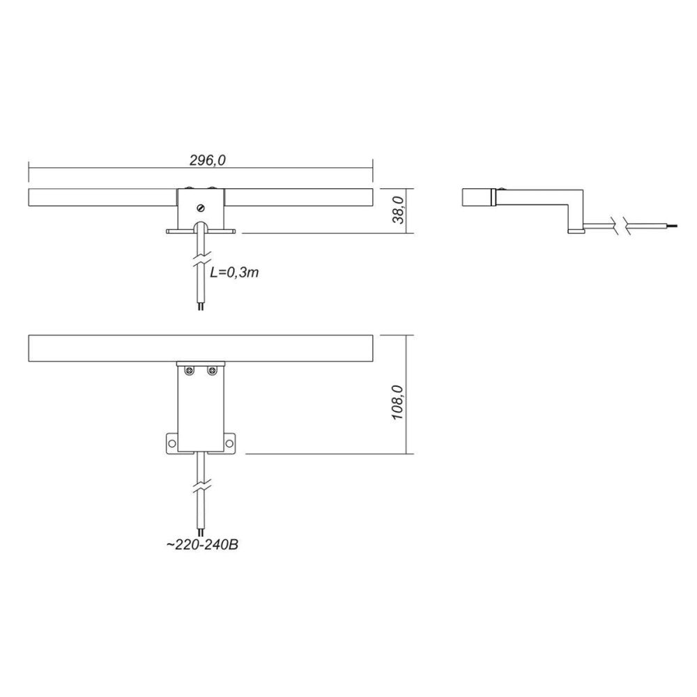 Светильник Dreja PRIME, для зеркального шкафа, LED, пластик, хром