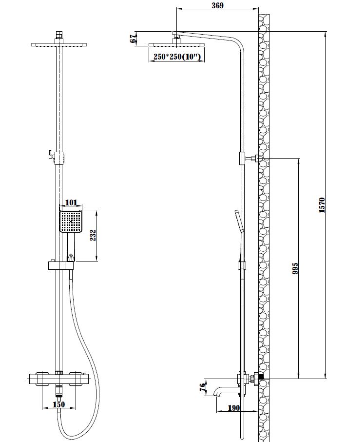 Душевая система с термостатом Singapore black, артикул: STT5054 BL, ESKO