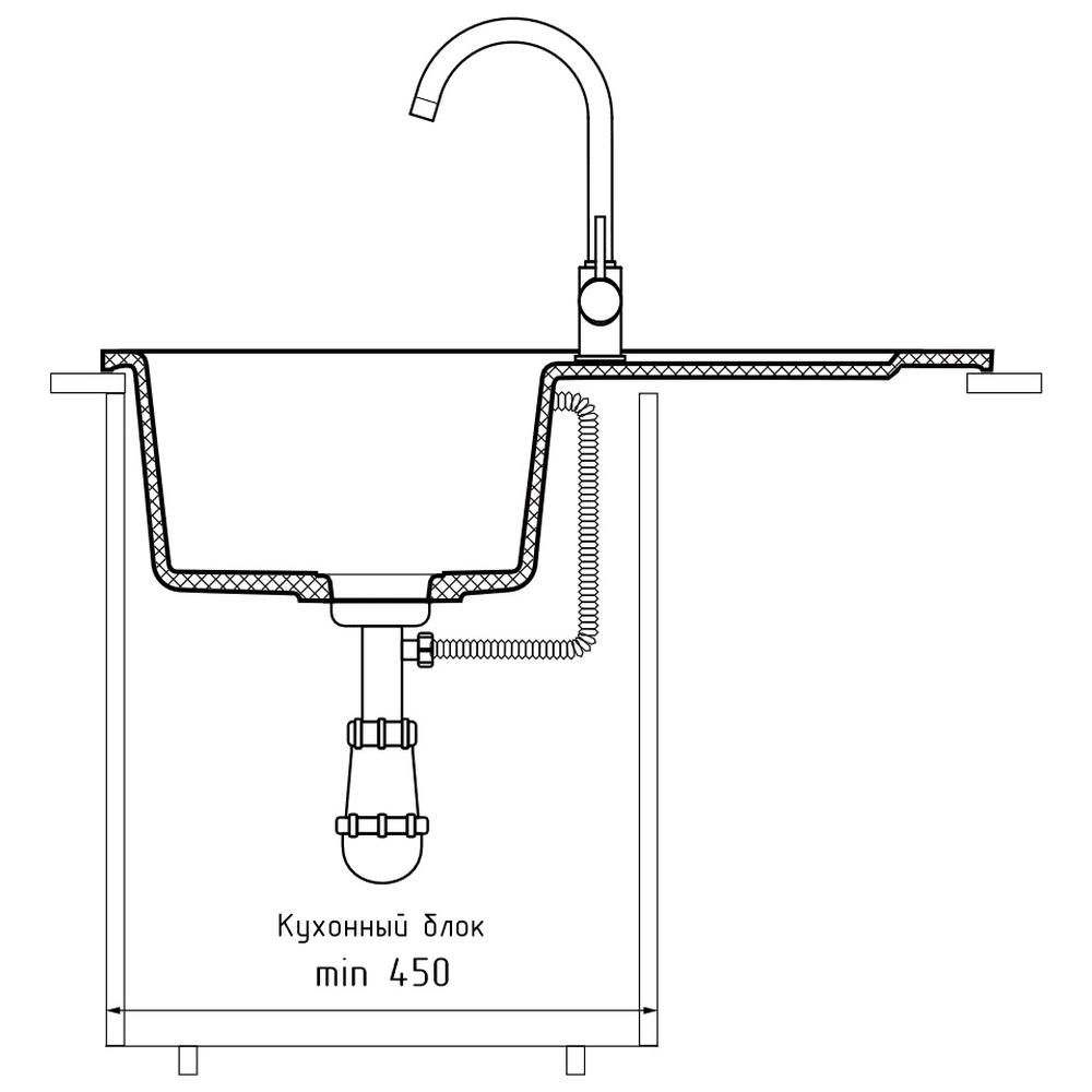 Кухонная мойка GranFest SMART 680L, бежевый, артикул 680 L бежевый