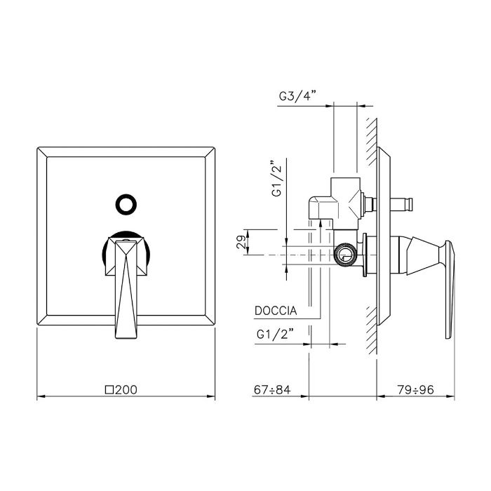 Nicolazz Vincent Смеситель для ванны на 1 отверстие, встраиваемый, с перекл. для душа, цвет: Old Iron Matt, артикул 3096FV35