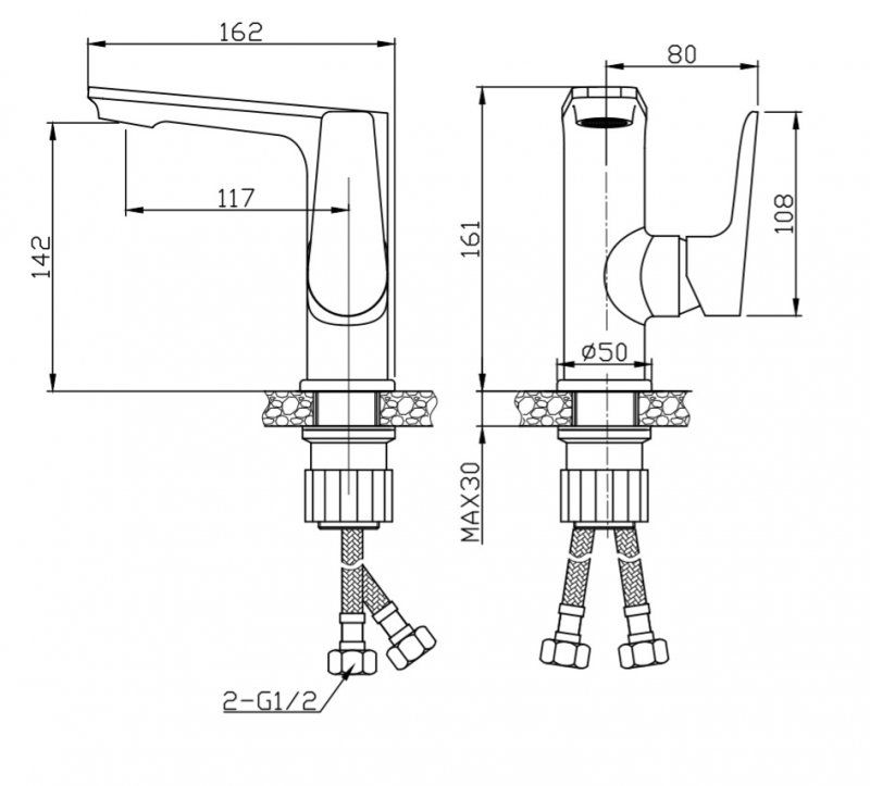 ANCONA Смеситель для раковины без донного клапана, хром ANCONA-LVM-CRM, артикул ANCONA-LVM-CRM