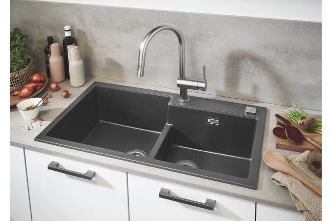 Мойка GROHE K500 с 2 чашами, 860 x 500 мм, серый гранит (31649AT0) Мойка GROHE K500 с 2 чашами, 860 x 500 мм, серый гранит (31649AT0)