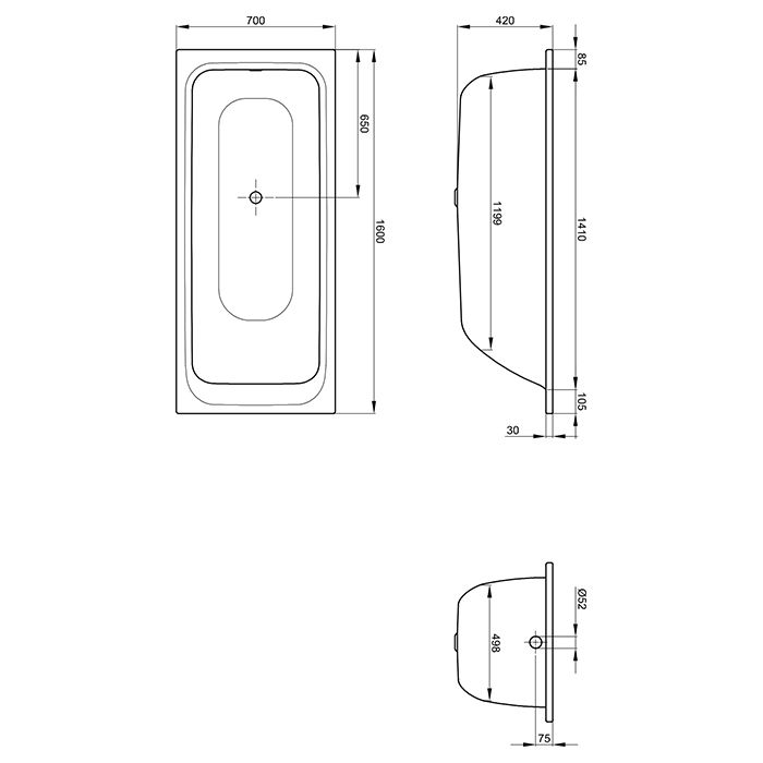 BETTE Слив-перелив Bette Multiplex M5,удлиненный, хром