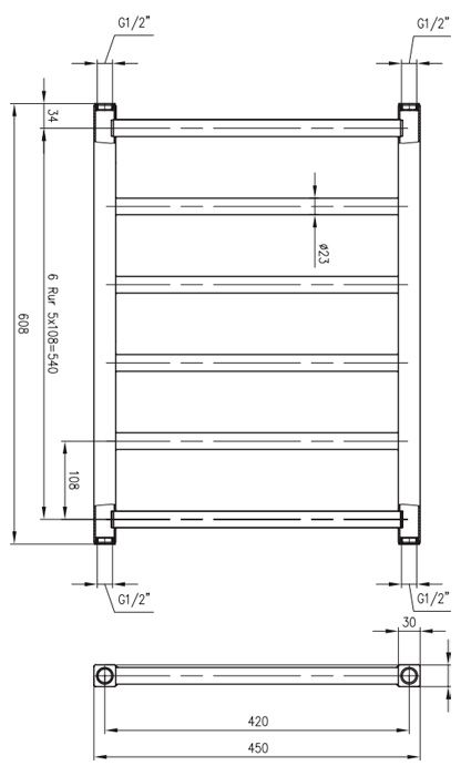 Водяной полотенцесушитель Zehnder Stalox STX-060-045 Белый Водяной полотенцесушитель Zehnder Stalox STX-060-045 Белый