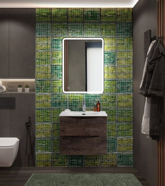 MARINO-CER-N База под раковину подвесная с двумя выкатными ящиками, Rovere Nature Grigio, 596x455x500, MARINO-CER-N-600-2C-SO-RNG-P