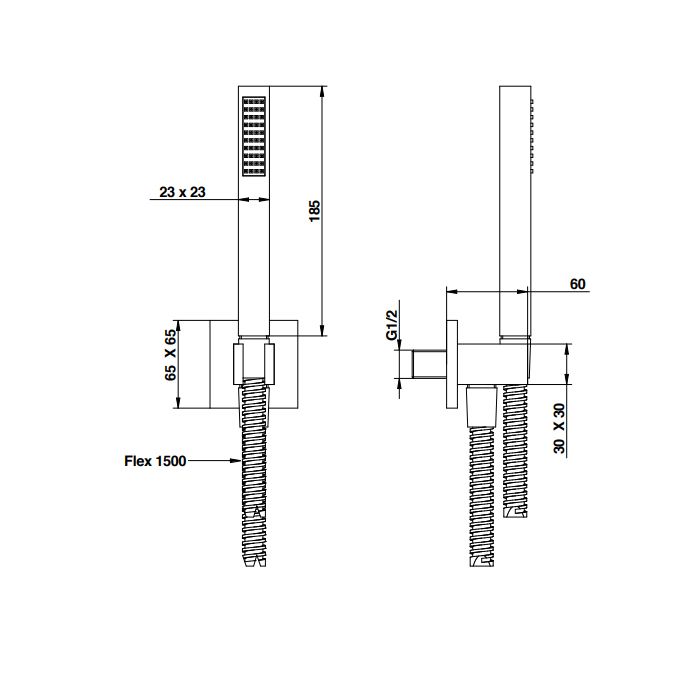 Bongio  Душевой набор вывод, шланг 1500 мм и ручной душ, цвет хром