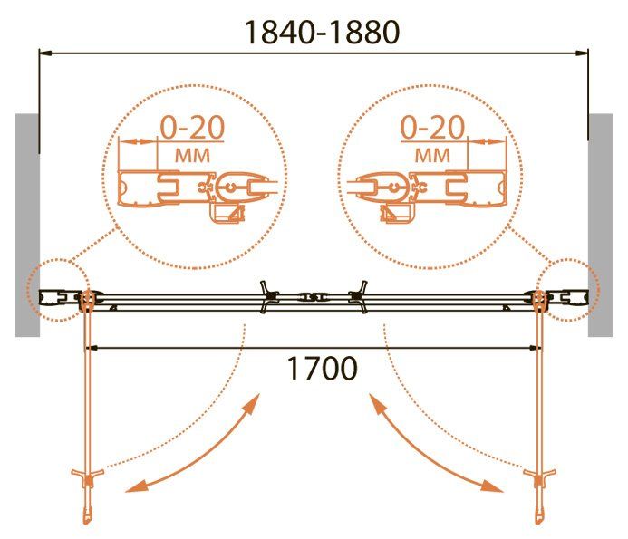 Душевая дверь в нишу CEZARES RELAX-B-2