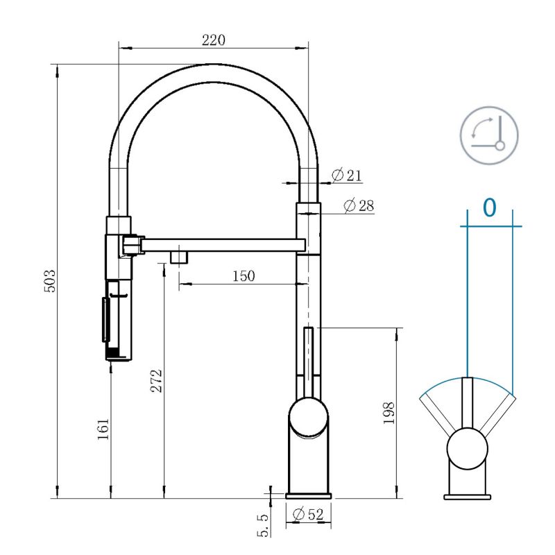 Смеситель для кухни Grandex Aqua Choice-S 9020153, графит