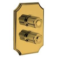 Bongio Fleur Blanc Встраиваемый термостатический смеситель (2 источника), цвет золото/черный фарфор(без встраив части 09728)