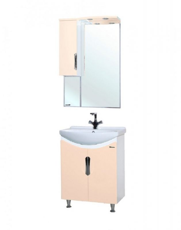 Зеркало со шкафом Bellezza Лагуна 65 4612110001073 с подсветкой R Бежевое Белое