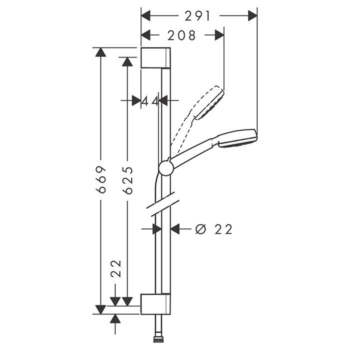 HG Crometta Душевой набор: штанга 650mm, ручной душ 100, 1jet (Rain), EcoSmart, шланг, цвет: белый/хром HG Crometta Душевой набор: штанга 650mm, ручной душ 100, 1jet (Rain), EcoSmart, шланг, цвет: белый/хром